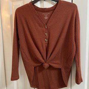 Rust Waffle Knit Sweater AEO Size S